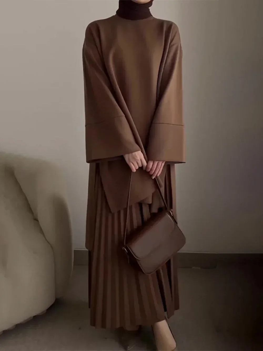 Eid Muslim Two Piece Set Women Top Long Skirt Suit Ramadan Morocco Dubai Islam Casual Ensemble Femme Arabic Skirts Outfits 2024