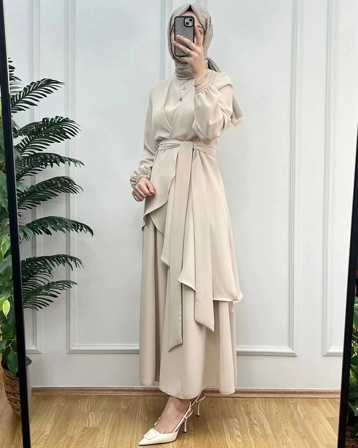 Spring New Women's Clothing Suit Muslim Solid Color Fashion Strap Wide-leg Pants Cover