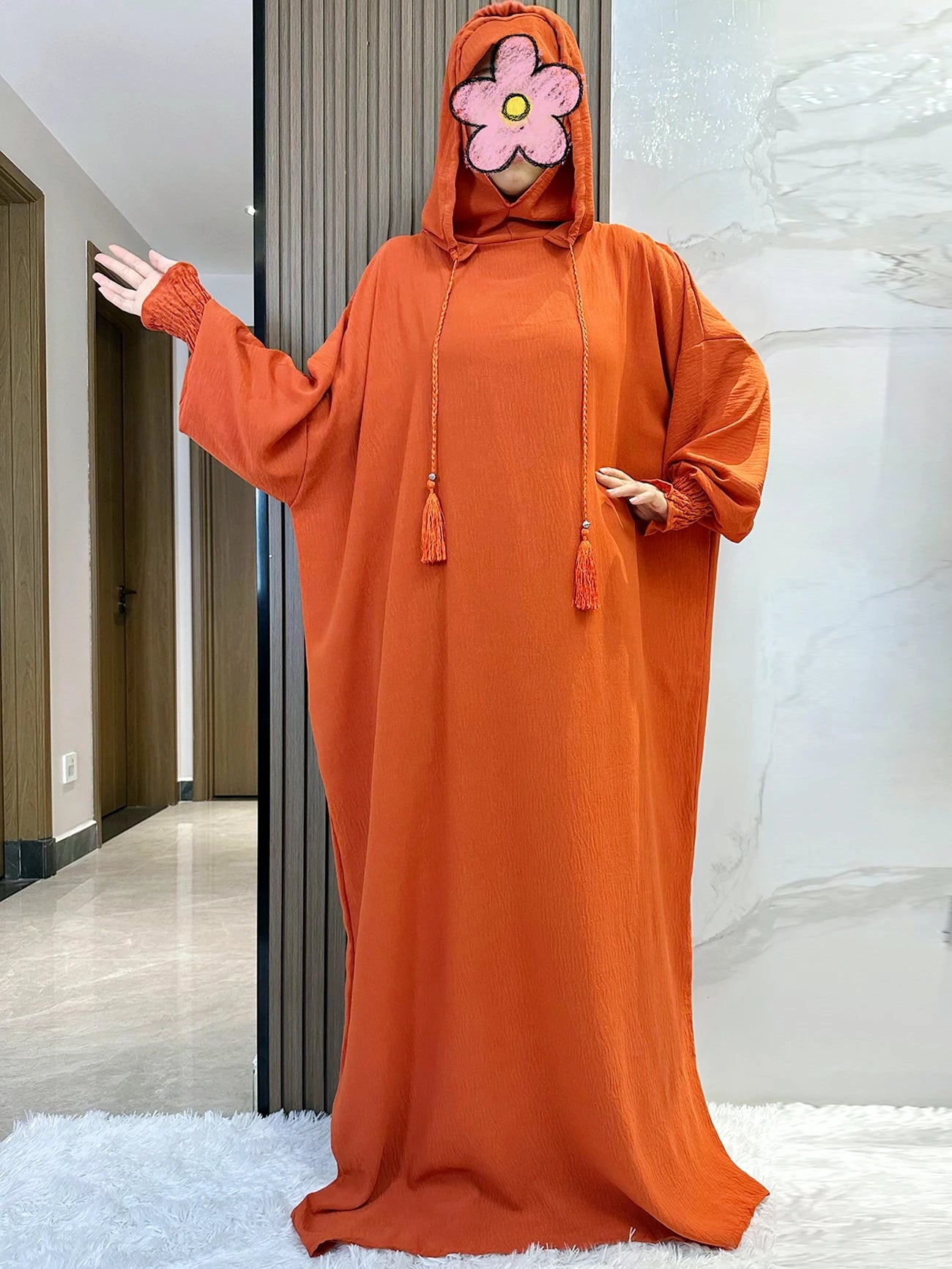 Muslim Abaya Long Sleeve 2 Hat Khimar Women Eid Hooded Long Maxi Dress Turkey Kaftan Arab Robe Islamic Hijab Dubai Clothing