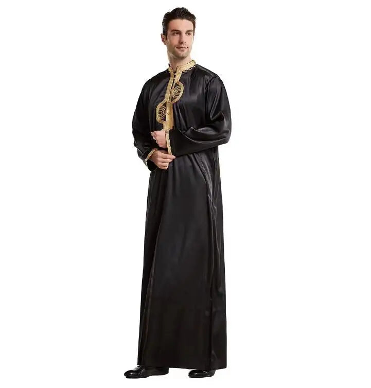 2023 New Spring Long Sleeve Aman Abaya 1Piece for Men Kaftan Pakistan Muslim Saudi Arabia Islam Clothing Prayer Clothing Robe