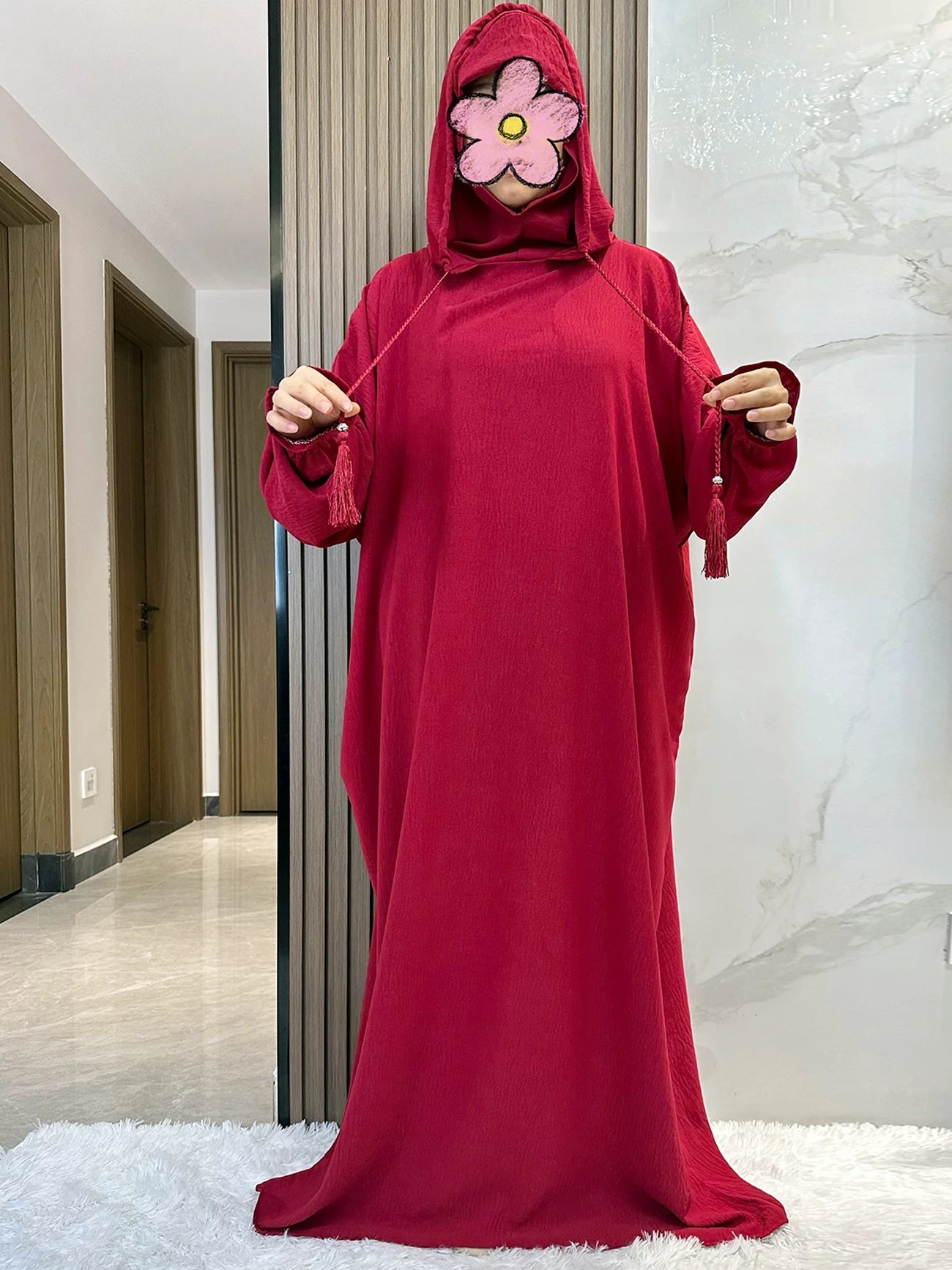 Muslim Abaya Long Sleeve 2 Hat Khimar Women Eid Hooded Long Maxi Dress Turkey Kaftan Arab Robe Islamic Hijab Dubai Clothing