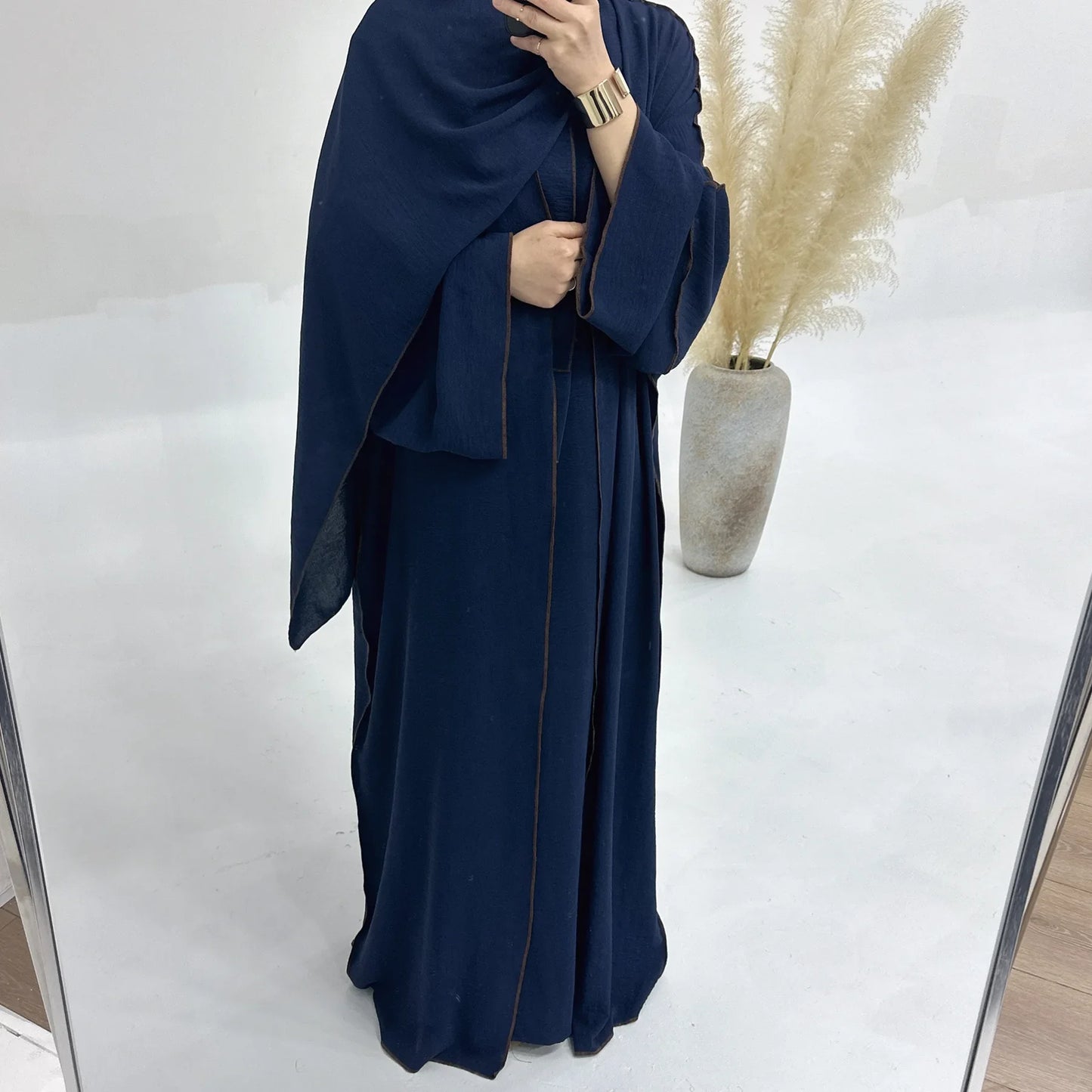 3PCS Modest Muslim Women Abaya Kimono Cardigan Hijab Scarf Maxi Dress Eid Ramadan Islamic Clothing Outfits Dubai Kaftan Djellaba
