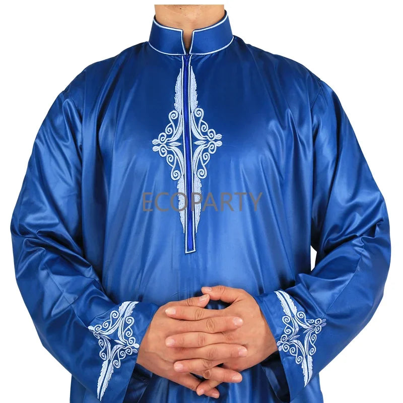 2023 New Spring Long Sleeve Aman Abaya 1Piece for Men Kaftan Pakistan Muslim Saudi Arabia Islam Clothing Prayer Clothing Robe