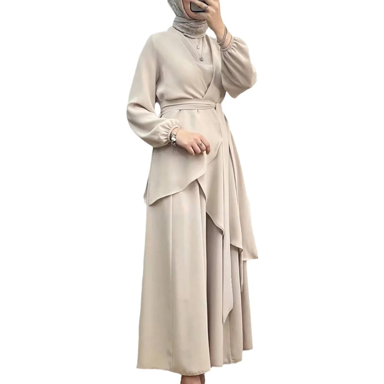 Spring New Women's Clothing Suit Muslim Solid Color Fashion Strap Wide-leg Pants Cover