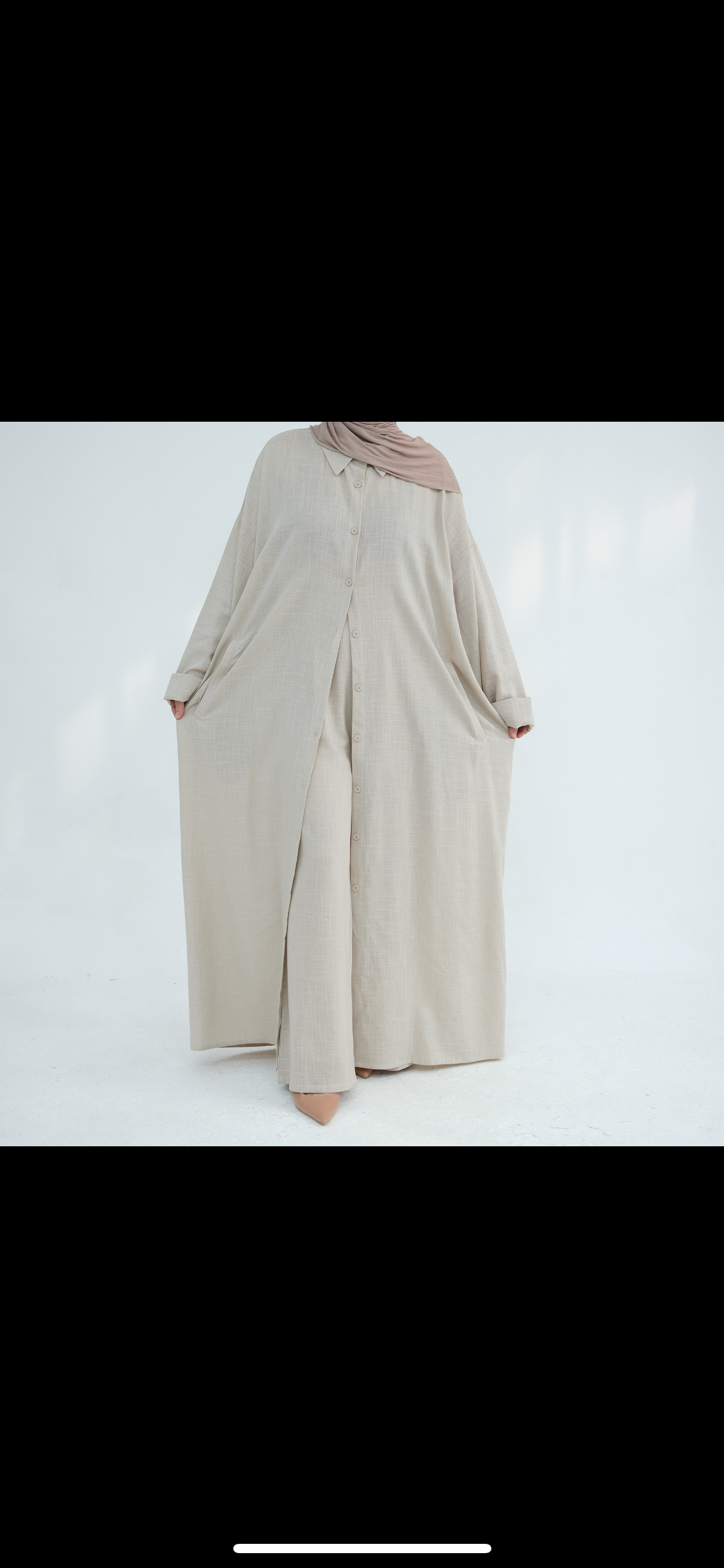 Two-Piece Cotton Linen Abaya Set
