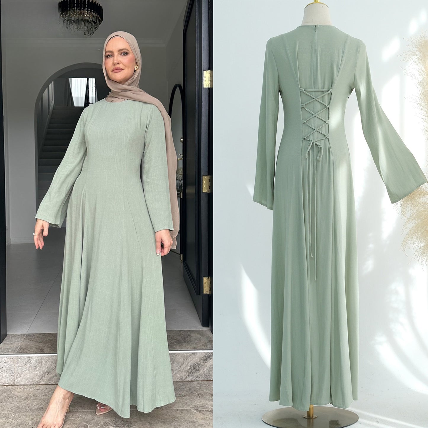 Elegant Modest Maxi Dress – Premium Cotton and Linen Blend