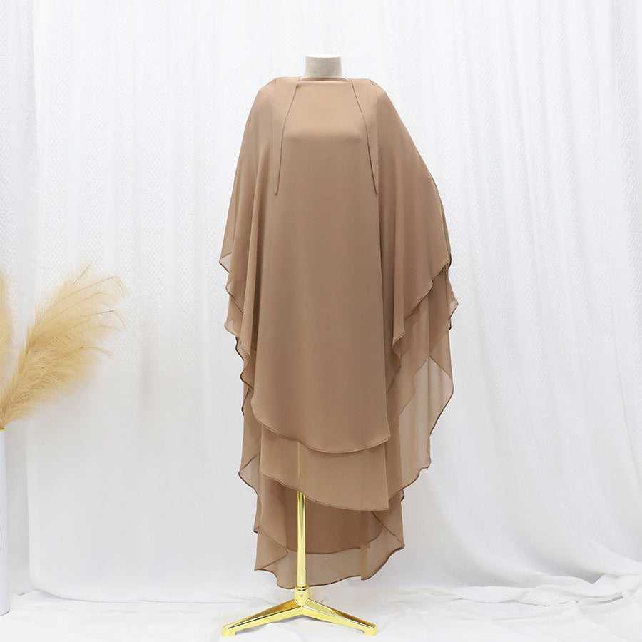 Solid Color Front And Rear Double-layer Chiffon Large Swing Headscarf