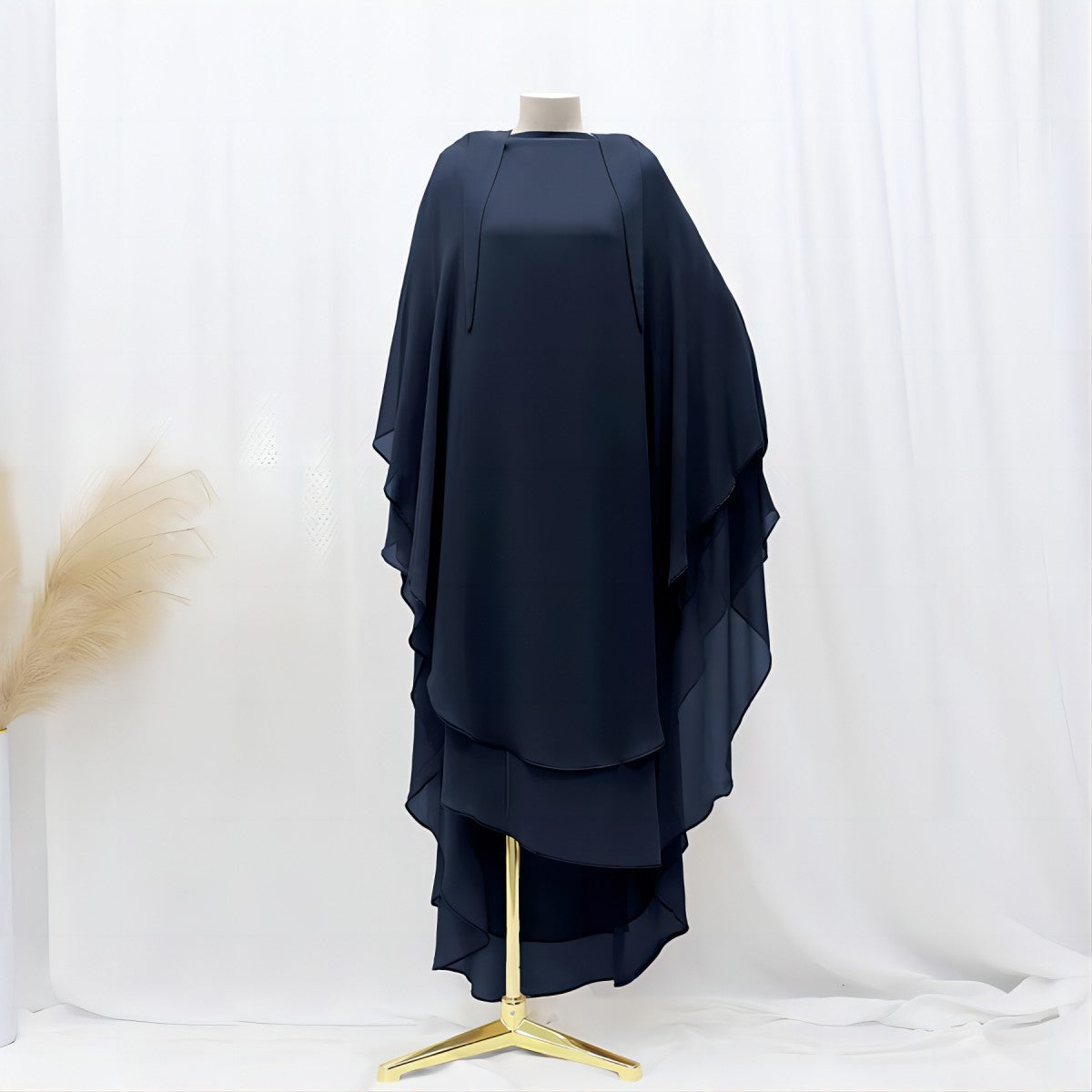 Solid Color Front And Rear Double-layer Chiffon Large Swing Headscarf