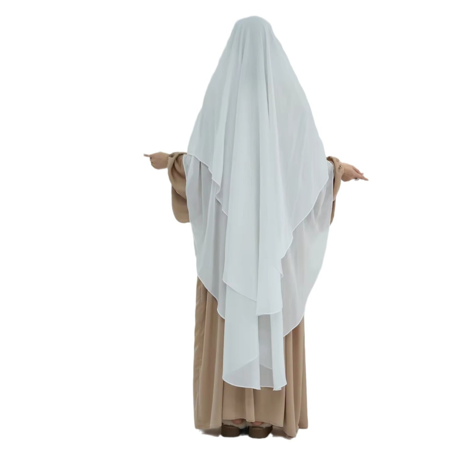 Solid Color Front And Rear Double-layer Chiffon Large Swing Headscarf