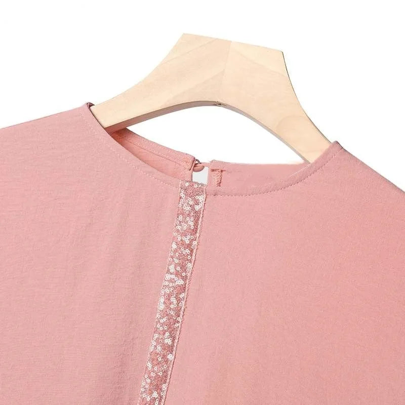 Muslim Womens Clothing Fashion Spring and Autumn New Solid Color Elegant Long-sleeved Shirt Loose Wide-leg Pants Sets