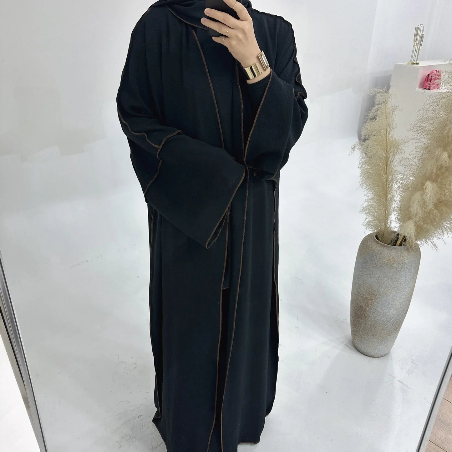 3PCS Modest Muslim Women Abaya Kimono Cardigan Hijab Scarf Maxi Dress Eid Ramadan Islamic Clothing Outfits Dubai Kaftan Djellaba