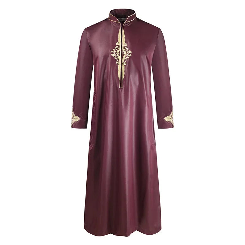 2023 New Spring Long Sleeve Aman Abaya 1Piece for Men Kaftan Pakistan Muslim Saudi Arabia Islam Clothing Prayer Clothing Robe